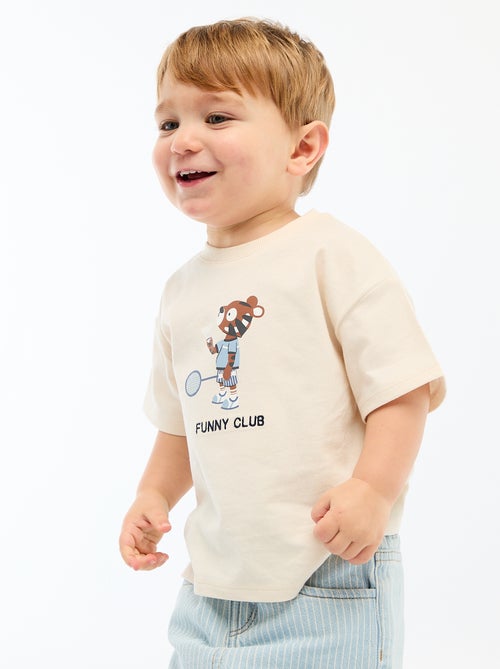 T-shirt van jerseytricot met print en korte mouwen - Kiabi