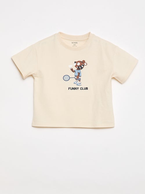 T-shirt van jerseytricot met print en korte mouwen - Kiabi