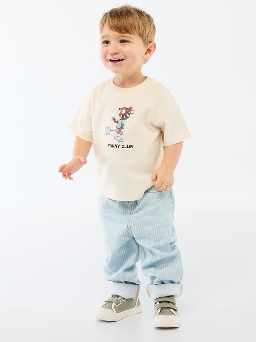 T-shirt van jerseytricot met print en korte mouwen - Kiabi