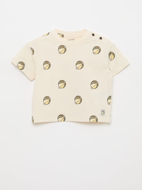 T-shirt van jerseytricot met print en korte mouwen - Kiabi
