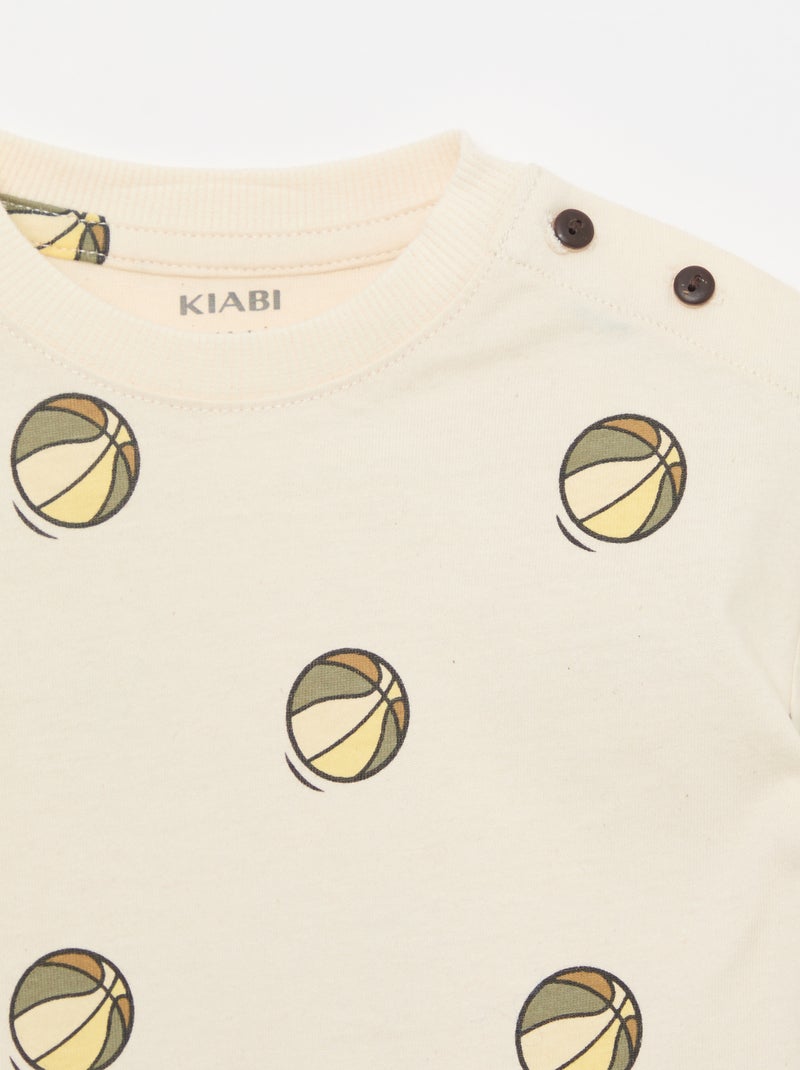 T-shirt van jerseytricot met print en korte mouwen Wit - Kiabi