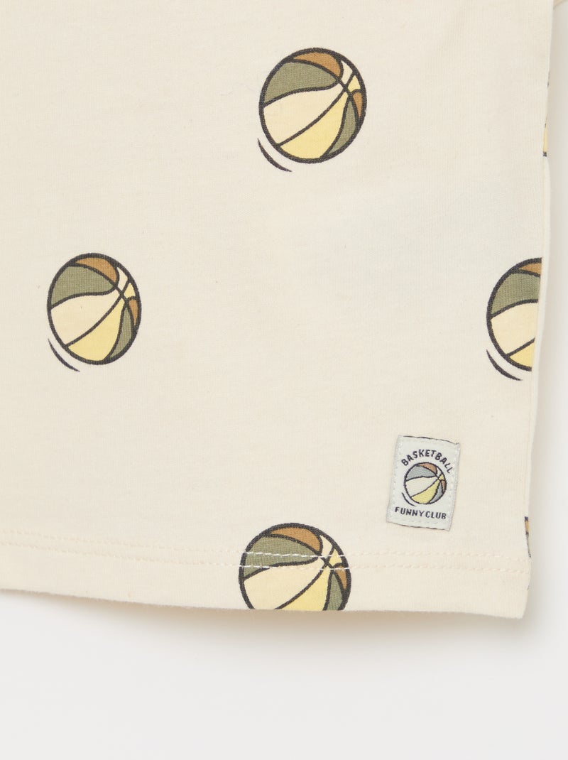 T-shirt van jerseytricot met print en korte mouwen Wit - Kiabi