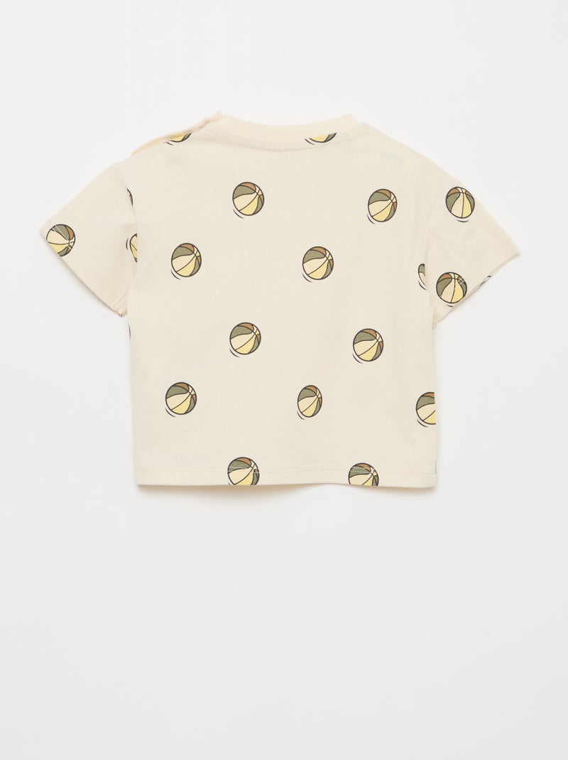 T-shirt van jerseytricot met print en korte mouwen Wit - Kiabi