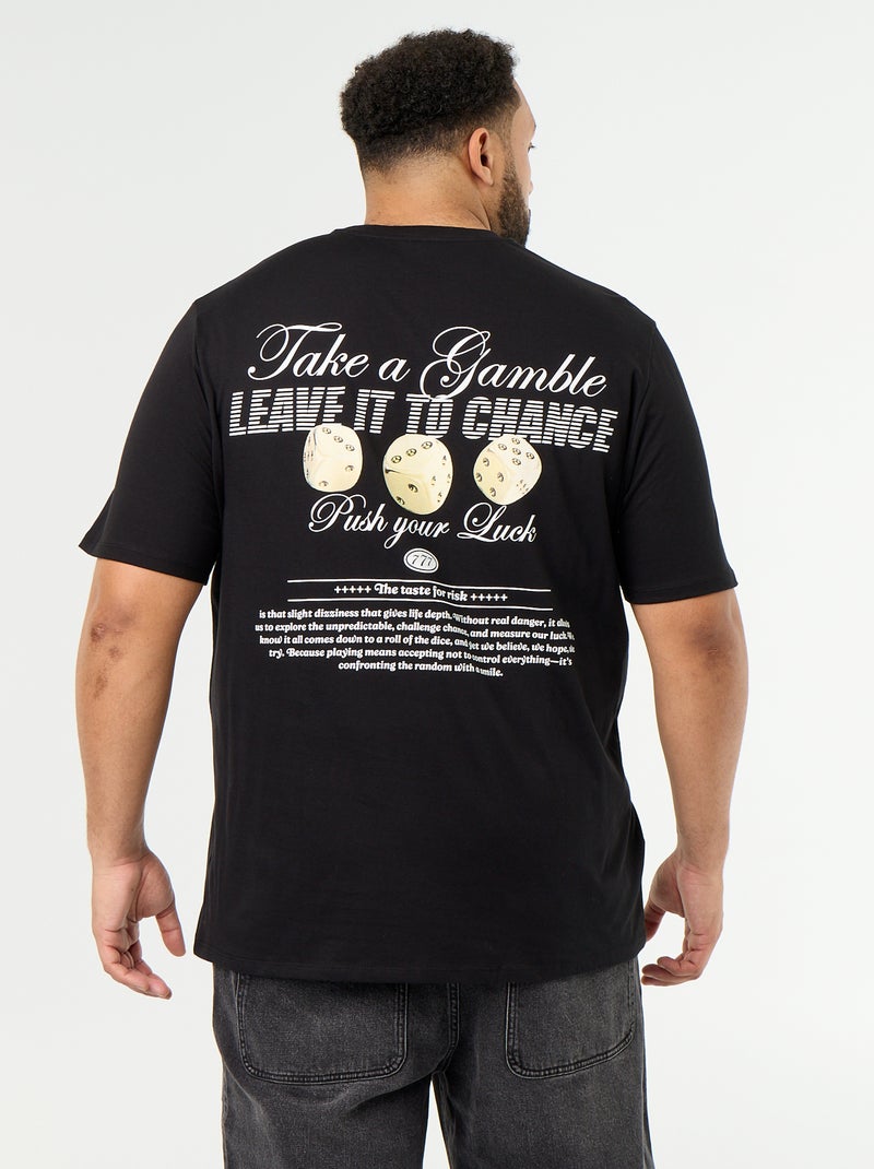 T-shirt van jerseytricot met print en korte mouwen Zwart - Kiabi
