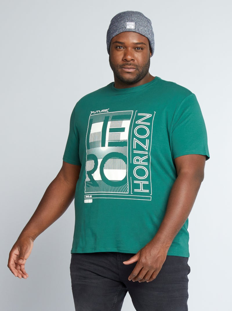 T-shirt van jerseytricot met print GROEN - Kiabi