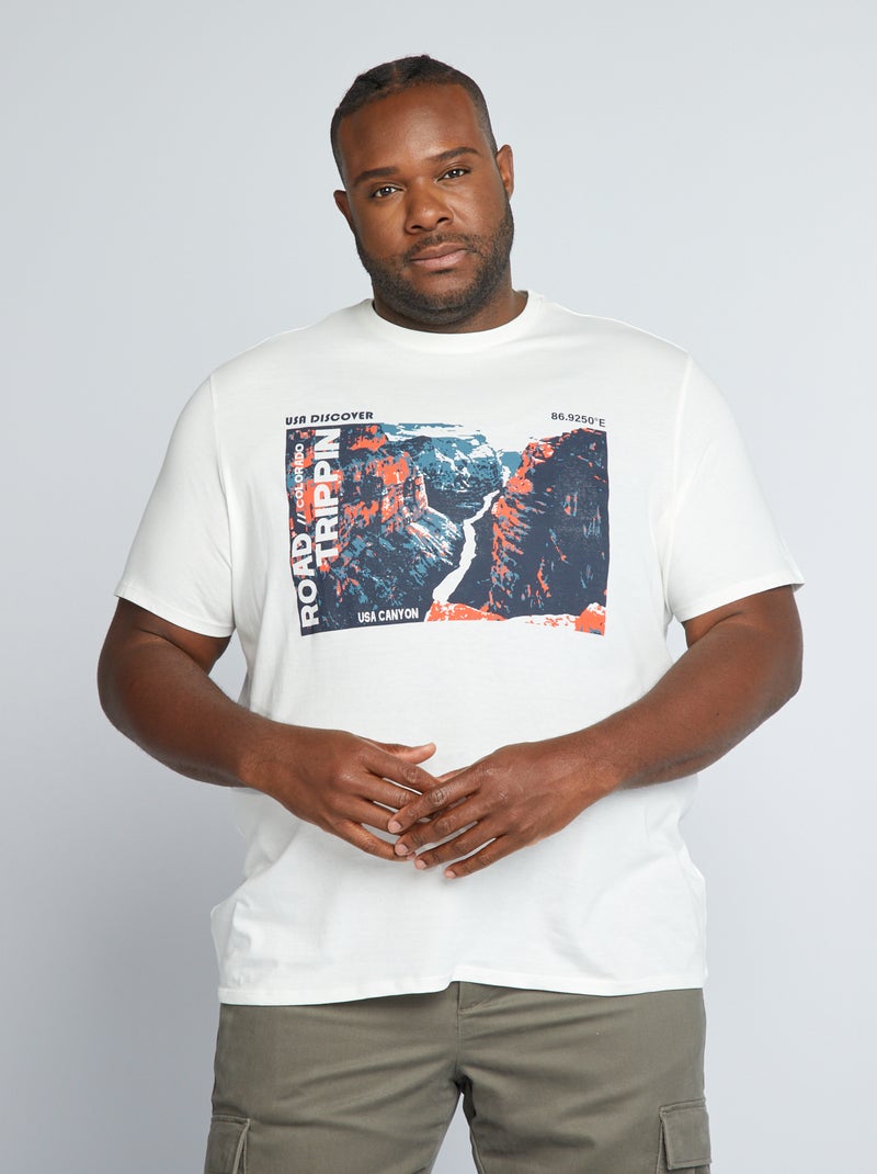T-shirt van jerseytricot met print WIT - Kiabi