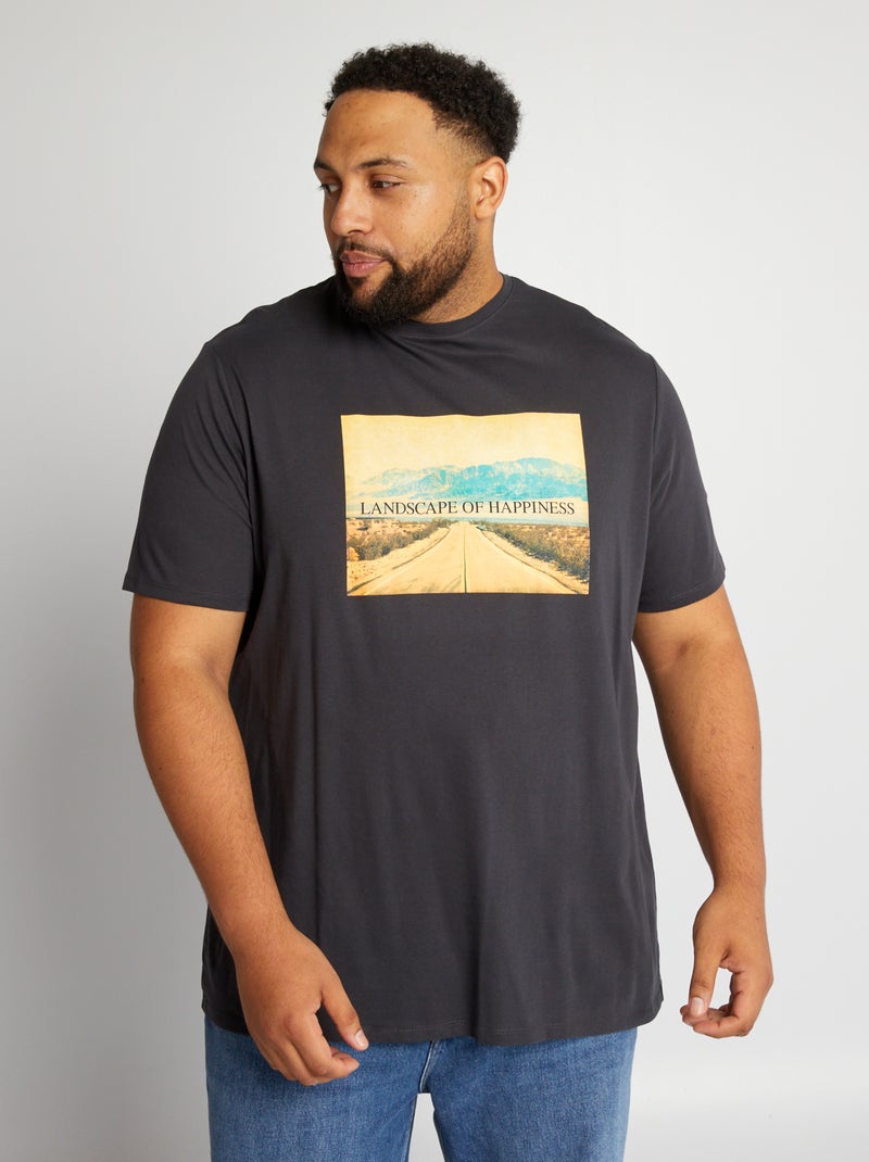 T-shirt van jerseytricot met print ZWART - Kiabi