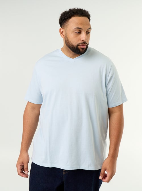 T-shirt van jerseytricot met V-hals - Kiabi