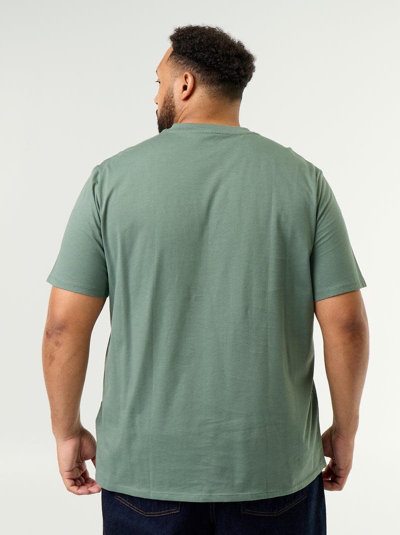 T-shirt van jerseytricot met V-hals Groen - Kiabi