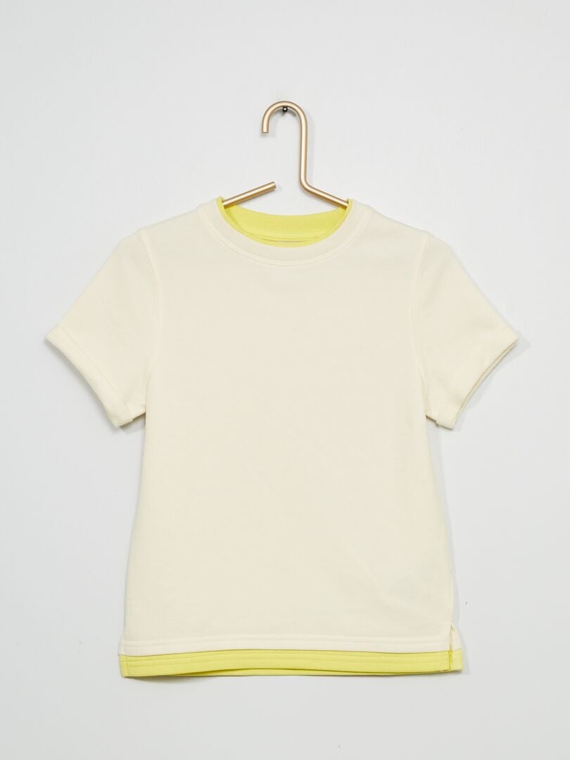 T-shirt van joggingstof met contrasterende details BIEGE - Kiabi
