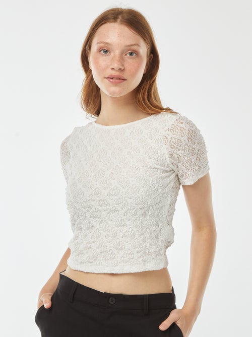 T-shirt van kant met blote rug - Kiabi