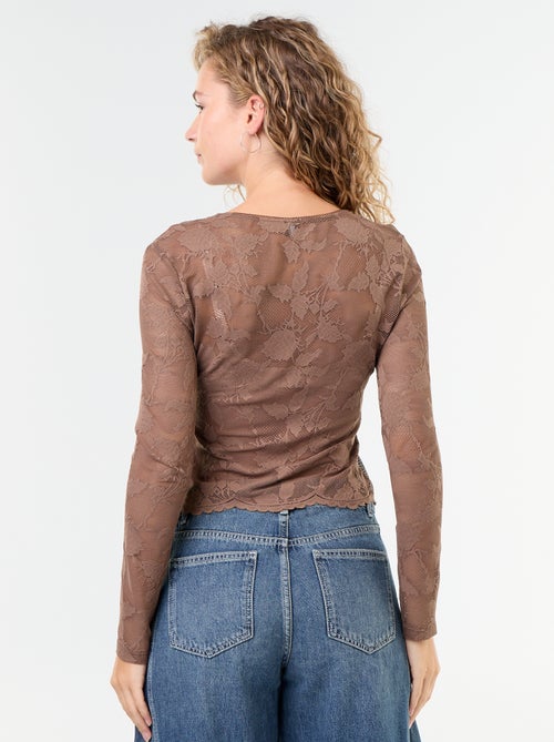 T-shirt van kant met blouse-effect - Kiabi