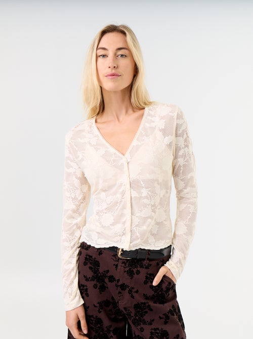 T-shirt van kant met blouse-effect - Kiabi T-shirt van kant met blouse-effect - Kiabi