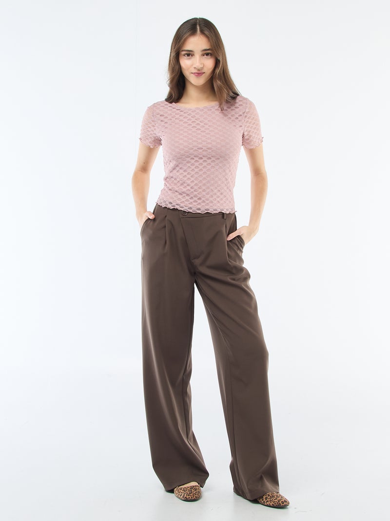 T-shirt van kant met open rug Rose - Kiabi