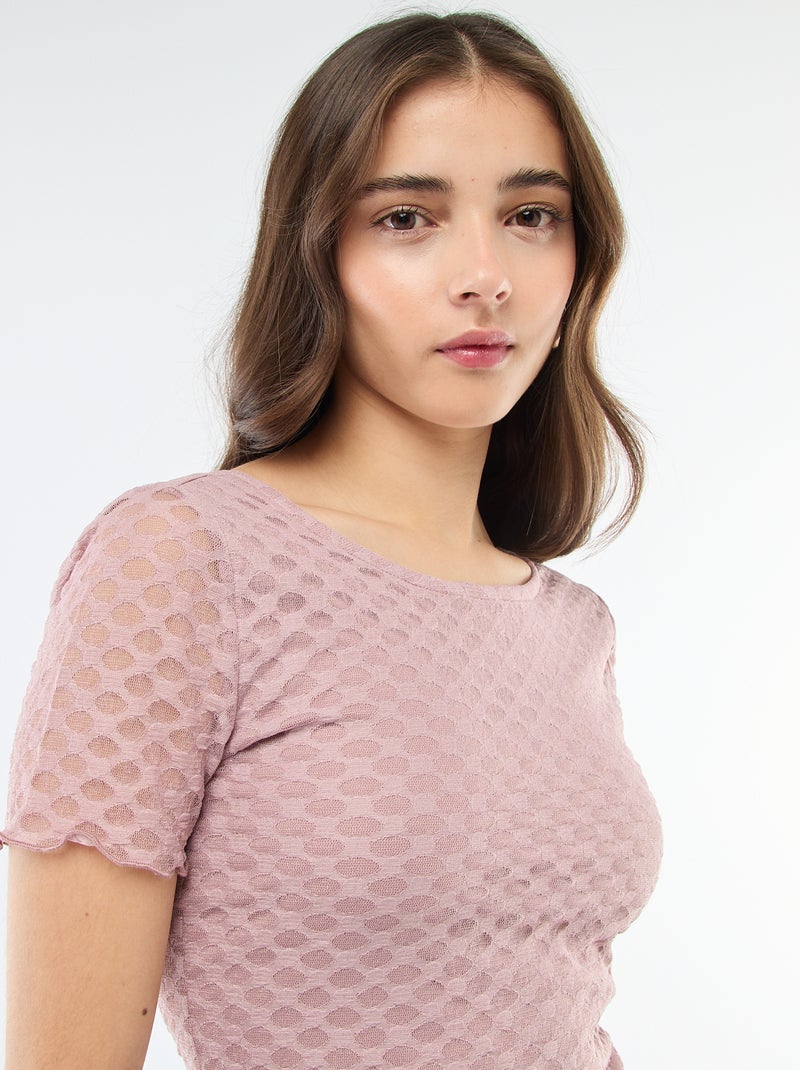 T-shirt van kant met open rug Rose - Kiabi