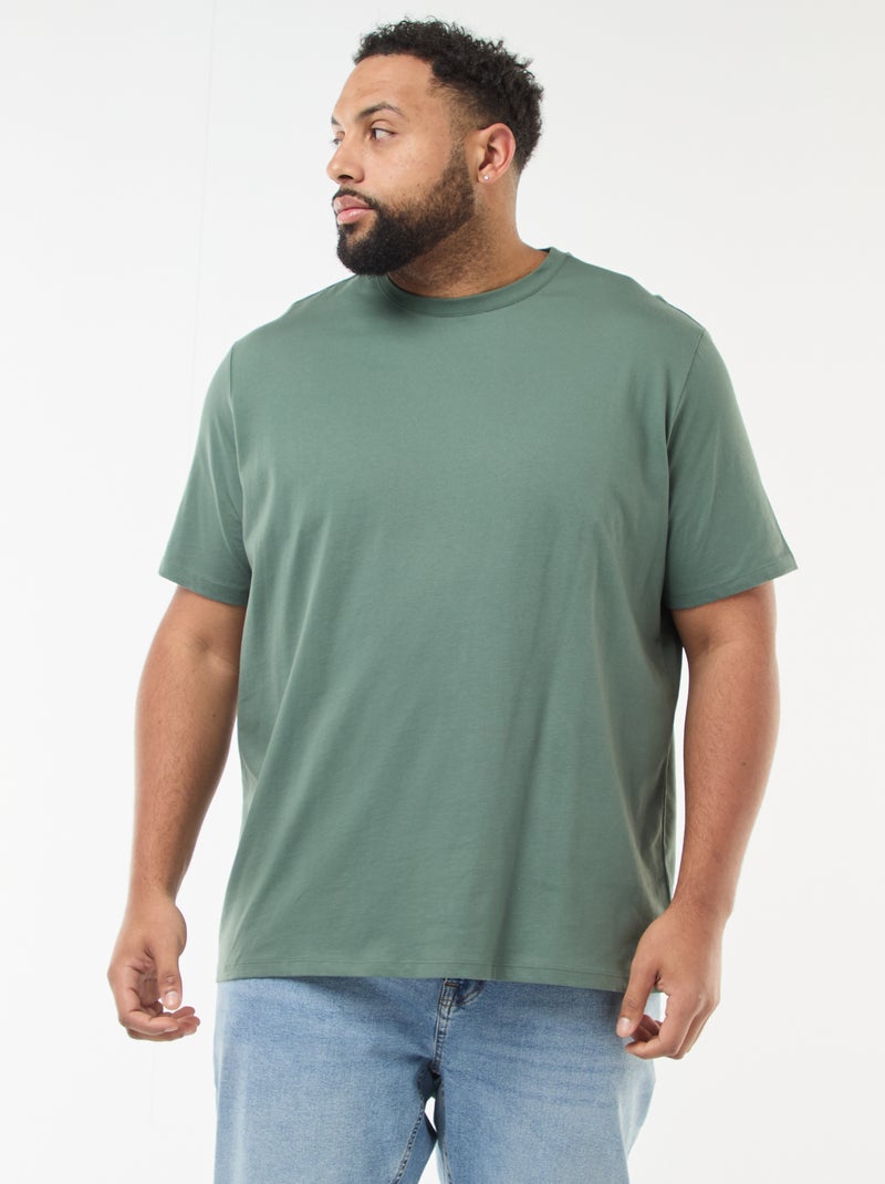 T-shirt van katoen met zachte touch Groen - Kiabi