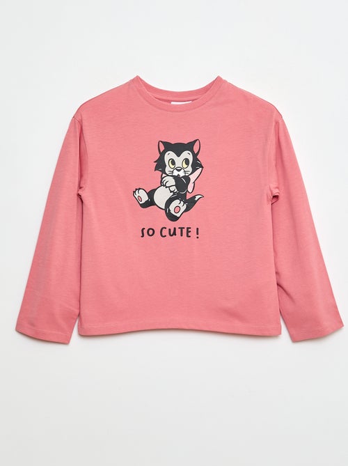 T-shirt van katoenen jersey met kerstprint 'Disney' 'Figaro' - Kiabi