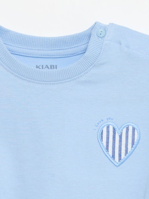T-shirt van katoenjersey met korte mouwen en borstpatch - Kiabi