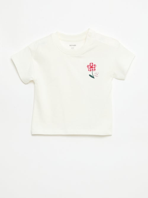T-shirt van katoenjersey met korte mouwen en borstpatch - Kiabi