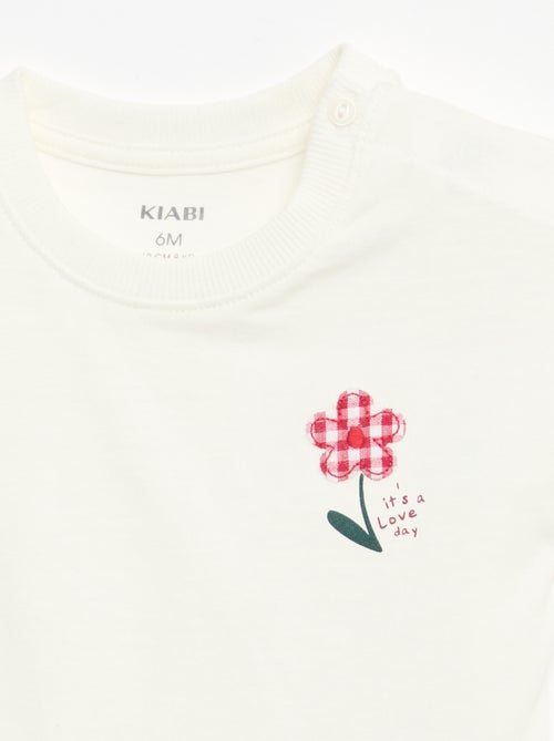 T-shirt van katoenjersey met korte mouwen en borstpatch - Kiabi