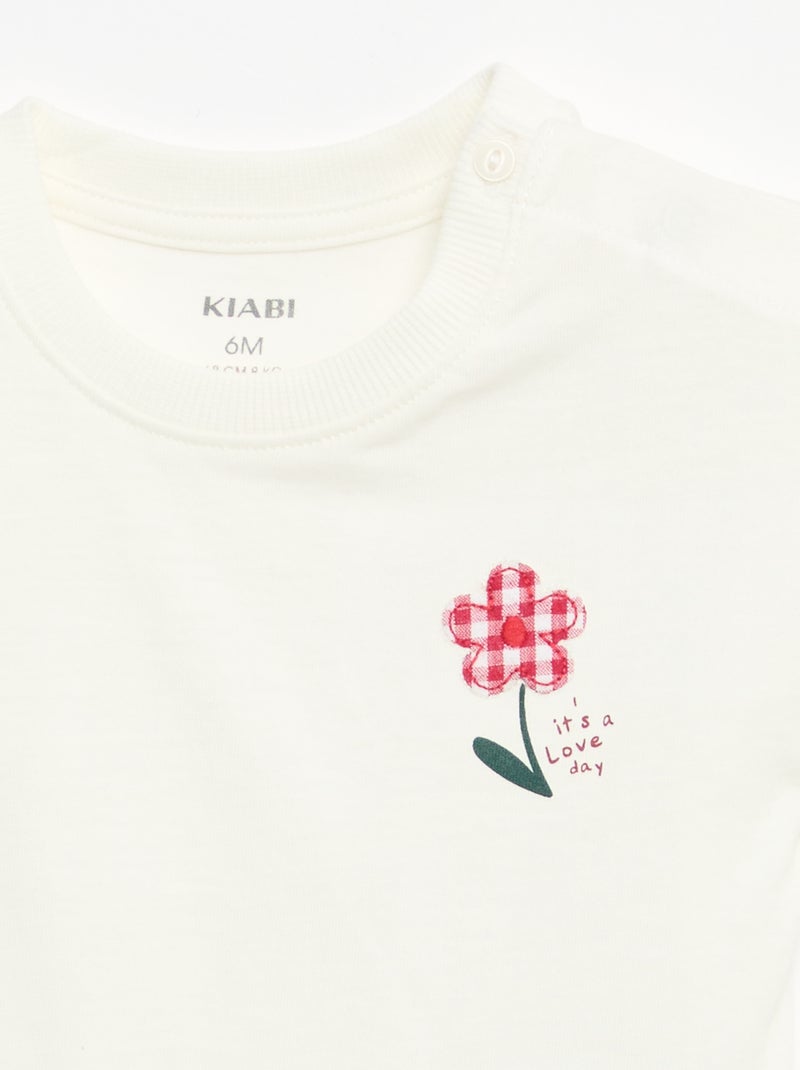 T-shirt van katoenjersey met korte mouwen en borstpatch Rood - Kiabi
