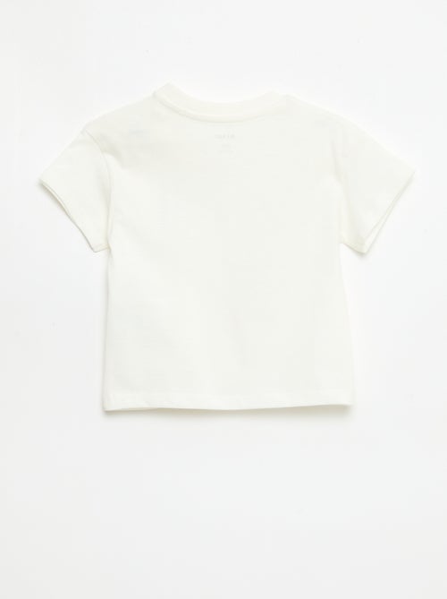 T-shirt van katoenjersey met korte mouwen en borstpatch - Kiabi
