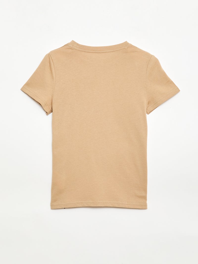 T-shirt van katoenpiqué met korte mouwen Beige - Kiabi
