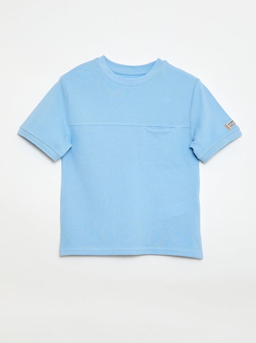 T-shirt van katoenpiqué met korte mouwen - Kiabi