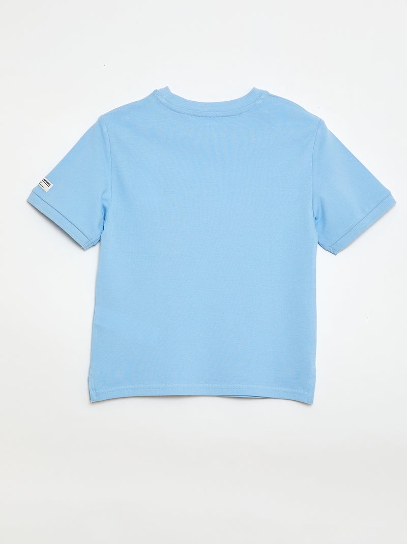 T-shirt van katoenpiqué met korte mouwen Blauw - Kiabi