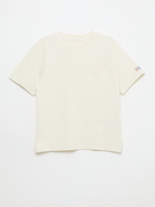 T-shirt van katoenpiqué met korte mouwen - Kiabi