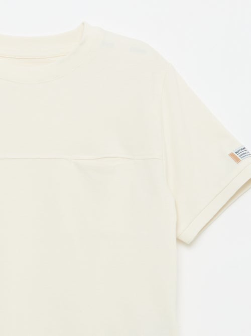 T-shirt van katoenpiqué met korte mouwen - Kiabi