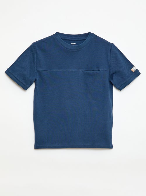 T-shirt van katoenpiqué met korte mouwen - Kiabi