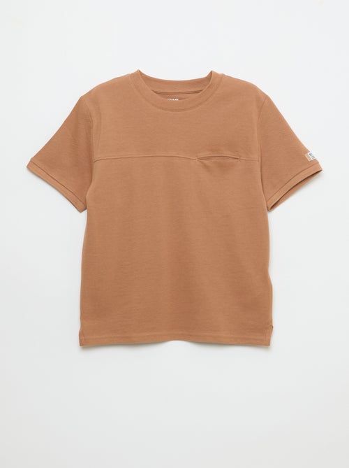 T-shirt van katoenpiqué met korte mouwen - Kiabi