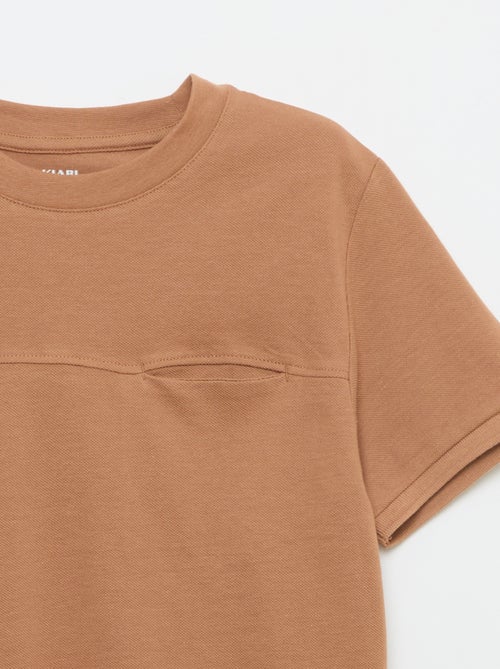 T-shirt van katoenpiqué met korte mouwen - Kiabi