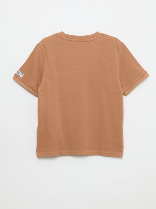 T-shirt van katoenpiqué met korte mouwen - Kiabi