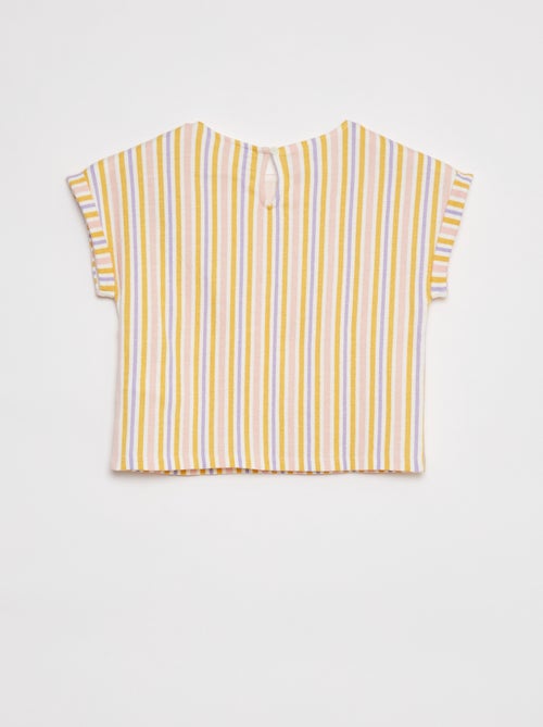 T-shirt van kreukeltricot met korte mouw - Kiabi