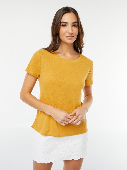 T-shirt van linnenmix - Kiabi