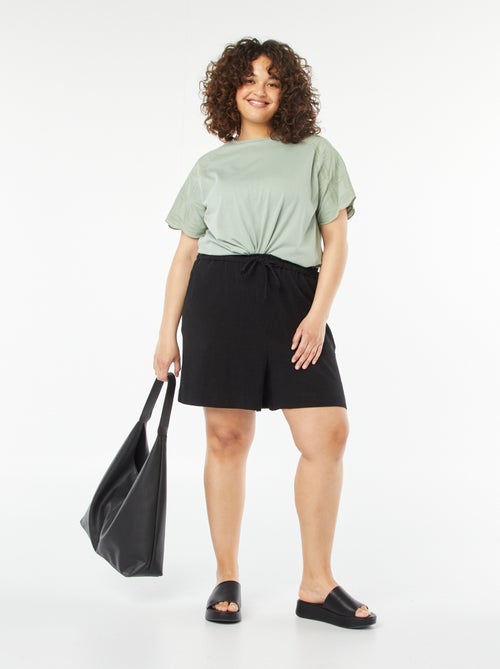 T-shirt van macramé met korte mouw - Kiabi