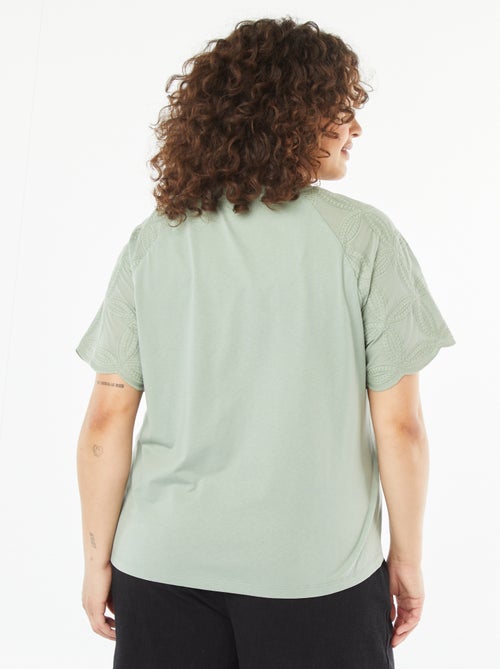 T-shirt van macramé met korte mouw - Kiabi