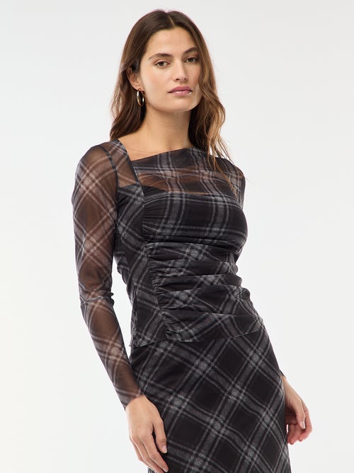 T-shirt van mesh met rimpels - Kiabi