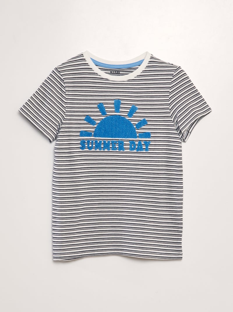 T-shirt van piquéstof BLAUW - Kiabi