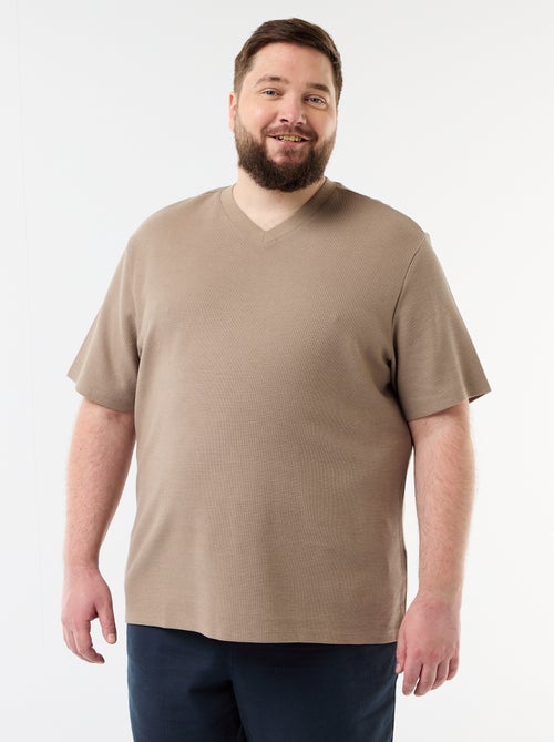 T-shirt van piquéstof met korte mouwen - Kiabi