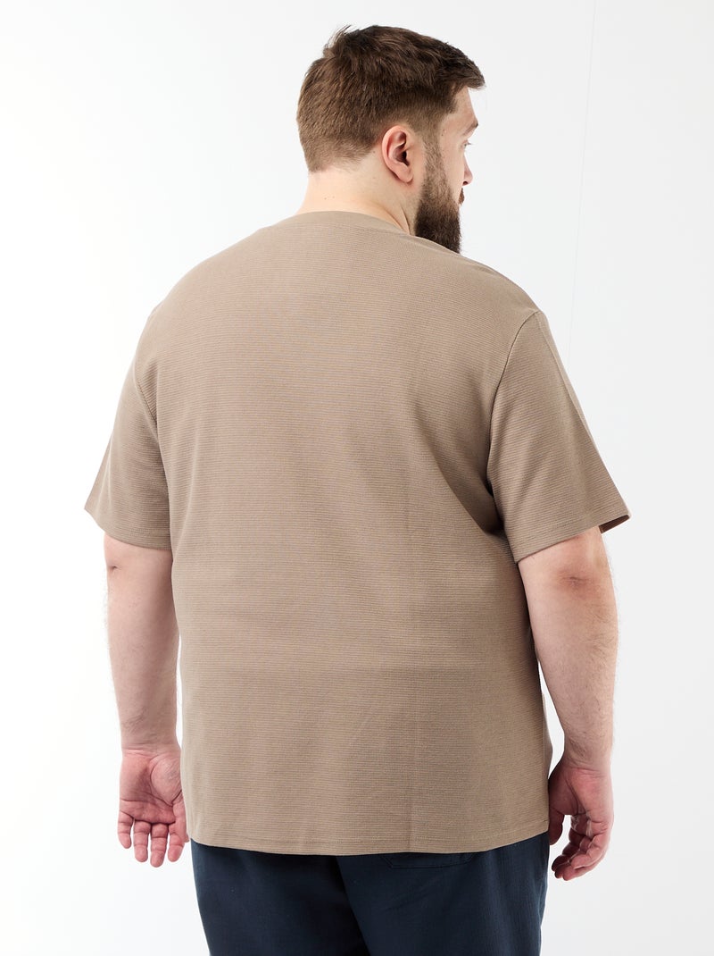 T-shirt van piquéstof met korte mouwen Biege - Kiabi