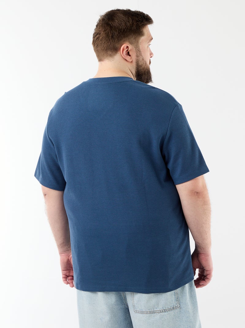 T-shirt van piquéstof met korte mouwen Blauw - Kiabi