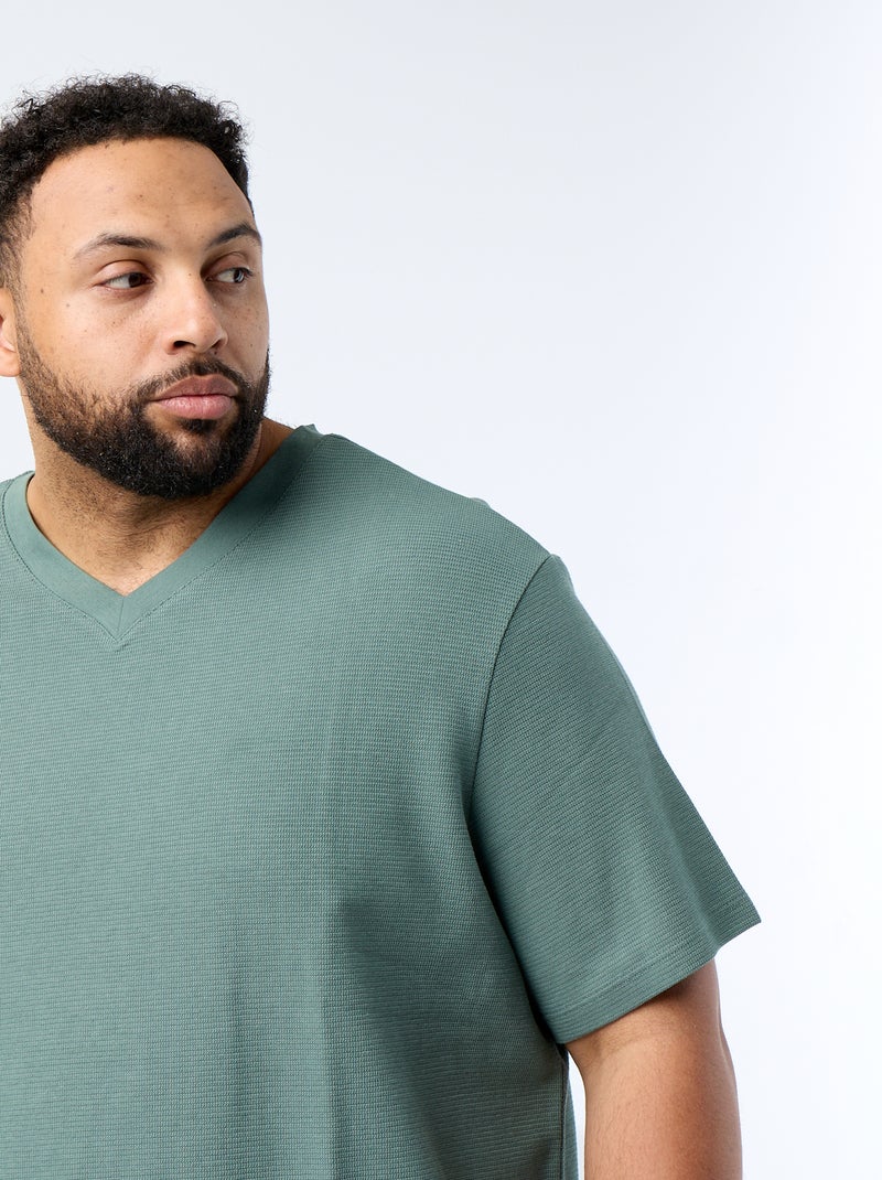 T-shirt van piquéstof met korte mouwen Groen - Kiabi