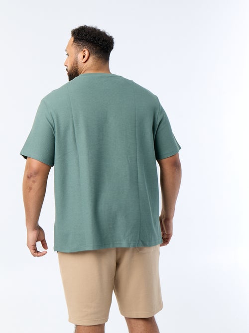 T-shirt van piquéstof met korte mouwen - Kiabi