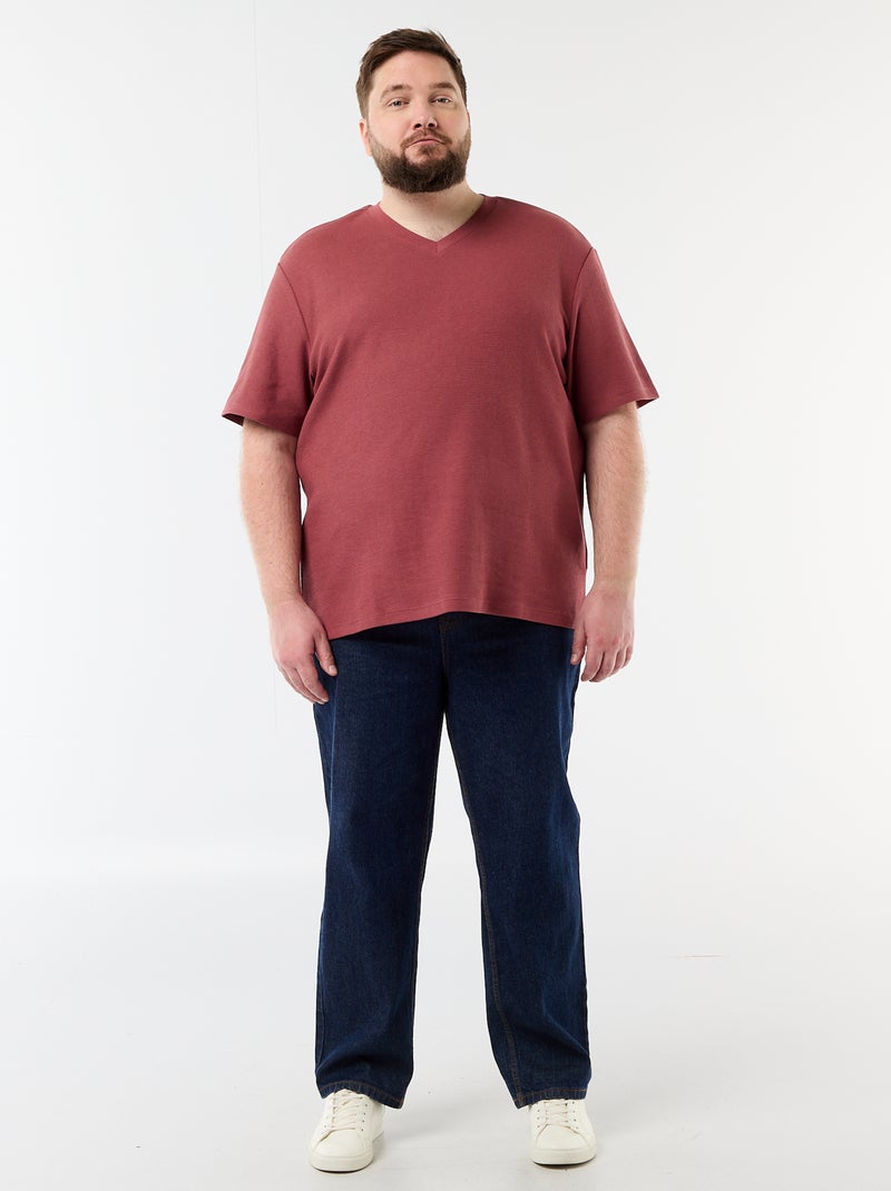 T-shirt van piquéstof met korte mouwen Rood - Kiabi