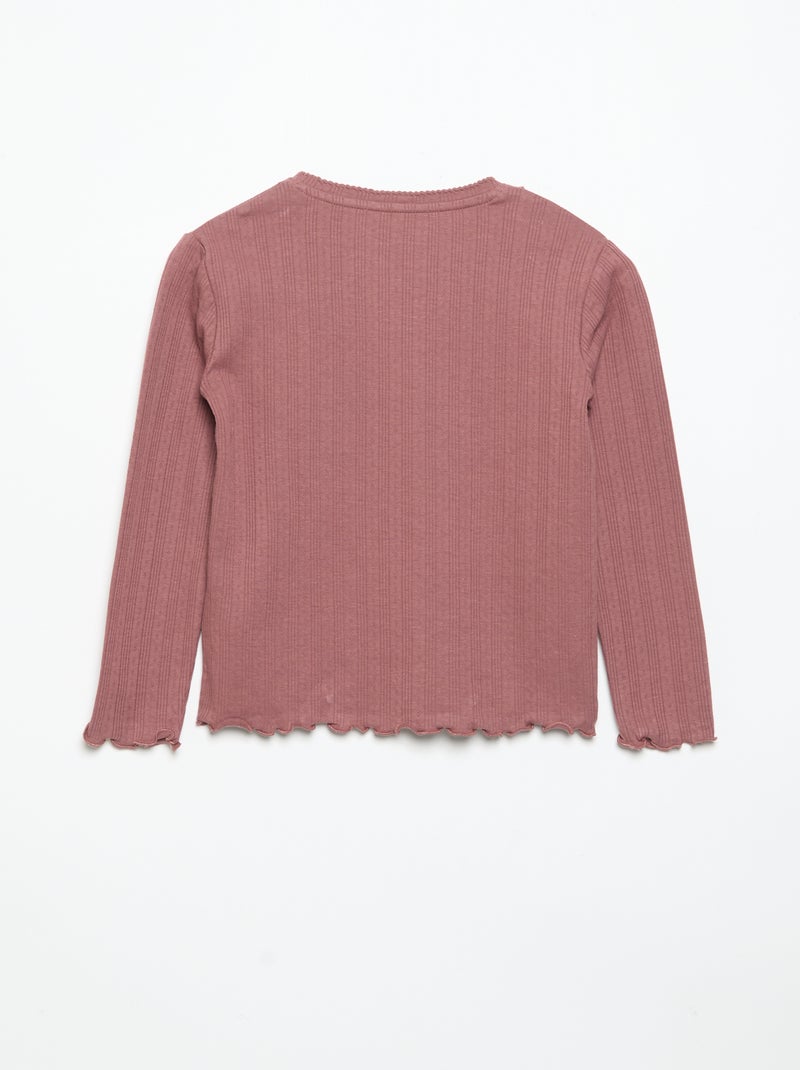 T-shirt van pointelle-breisel met lange mouwen Rood - Kiabi