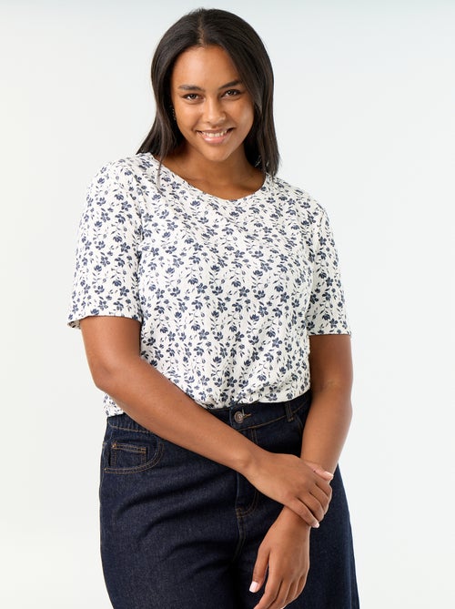 T-shirt van pointelle-breisel met motief - Kiabi T-shirt van pointelle-breisel met motief - Kiabi