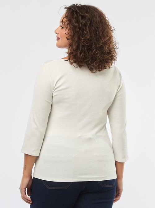 T-shirt van ribstof met grote halsopening - Kiabi